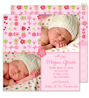 Pink Tulip Multiple Photo Birth Announcements