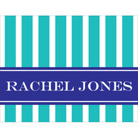 Turquoise and Navy Classic Stripes Foldover Note Cards