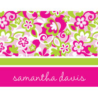 Playful Pink Floral Foldover Note Cards