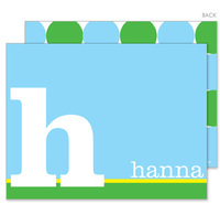 Blue and Green Initial Flat Note Cards