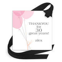 Pink Balloons Gift Tags with Attached Ribbon