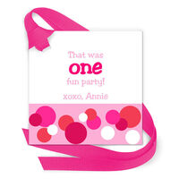 Pink Polka Dot Gift Tags with Attached Ribbon