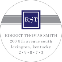 Framed Navy and Grey Band Round Address Labels