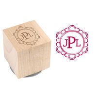 Scallop Border Wood Block Rubber Stamp