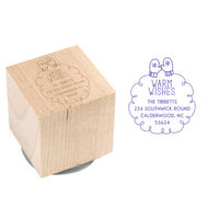 Warm Wishes Mittens Wood Block Rubber Stamp