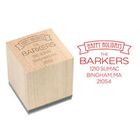 Holiday Banner Wood Block Rubber Stamp