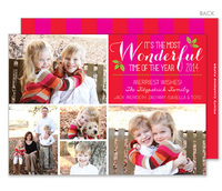 Hot Pink Broad Stripes Photo Holiday Cards