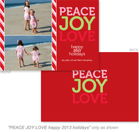 Peace Joy Love Red 2-Photo Holiday Cards