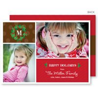 Cute Tiny Wreath Holiday Photo Cards