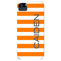 Orange & White Rugby Stripe iPhone Hard Case