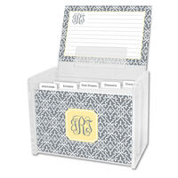 Gray Wrought Iron Damask Recipe Box and Recipe Cards