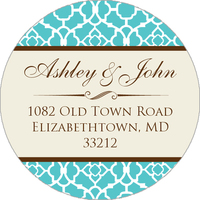 Turquoise and Cream Round Address Labels