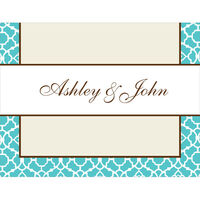 Turquoise and Cream Foldover Note Cards