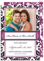 Black Damask and Plum Photo Save the Date Announcements