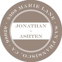 Taupe and White Round Address Labels