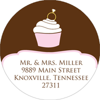 Pink Cupcake Round Address Labels