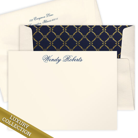 Personalized Luxury Barrington Flat Note Card Collection on Triple