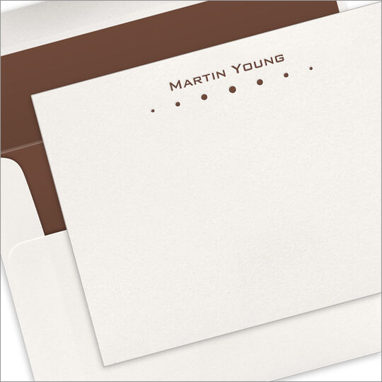Personalized Row of Dots Letterpress Flat Note Cards