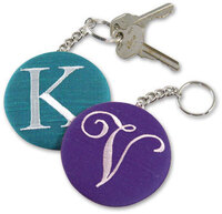 Silk Solid Embroidered Initial Key Ring