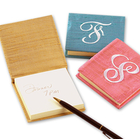 Solid Silk Embroidered Initial Post-It Holder