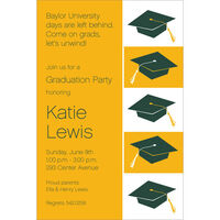 Green and Gold Graduation Caps Invitations