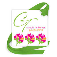 Modern Flower Gift Tags with Attached Ribbon