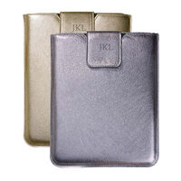 Personalized Metallic White Gold and Silver Leather iPad Sleeves
