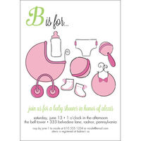 B is for Baby Girl Shower Invitations