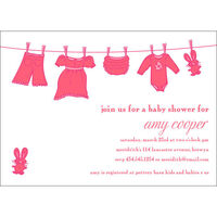 Pink Clothesline Baby Shower Invitations