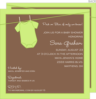 Green Onesie Shower Invitations