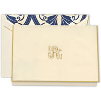 Personalized Monogrammed Folded Lightweight Hand Bordered Note Cards