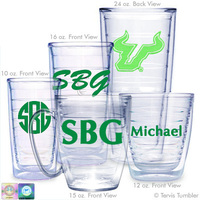 University of South Florida Personalized Neon Green Tumblers