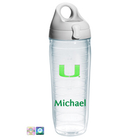 University of Miami Personalized Neon Green Water Bottle
