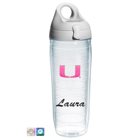 University of Miami Personalized Neon Pink Water Bottle