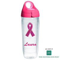 Pink Sequins Ribbon Personalized Tervis Water Bottle