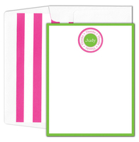Pink and Green Circle Flat Note Cards