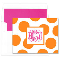 Orange Spot Monogram Foldover Note Cards