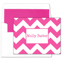 Shocking Pink Chevron Foldover Note Cards