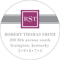 Framed Plum and Grey Band Round Address Labels