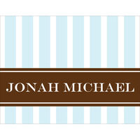Light Blue & Brown Classic Stripes Foldover Note Cards