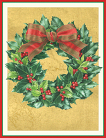 Holly Wreath with Bow Holiday Cards