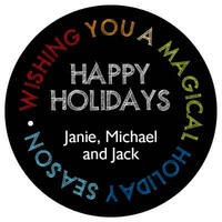 Magical Happy Holidays Round Gift Stickers