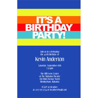 Primary Bright Stripes Birthday Invitations
