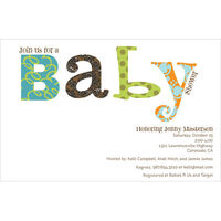 Blue Colorful Wordplay Baby Shower Invitations