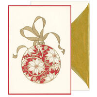 Poinsettia Ornament Holiday Cards with Inside Imprint