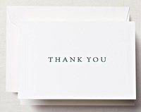 Hunter Green Boxed Thank You Folded Note Cards - Letterpress