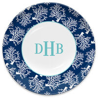 Navy Coral Repeat Melamine Plate