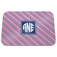 Pink and Navy Repp Tie Glass Cutting Board