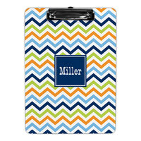 Blue, Orange and Lime Chevron Clipboards