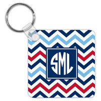 Chevron Blue and Red Key Chain